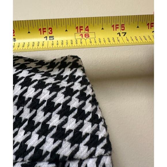 Black White Houndstooth Pocket Front Pencil Mini Skirt Size Large Clueless - Picture 8 of 10